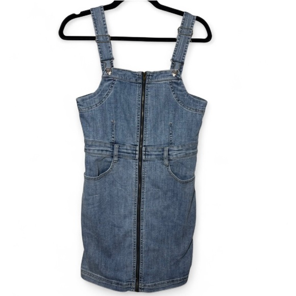 American Eagle Denim Overall Dress Size 6 | Blue Jean Zip Front Pinafore - Picture 1 of 8